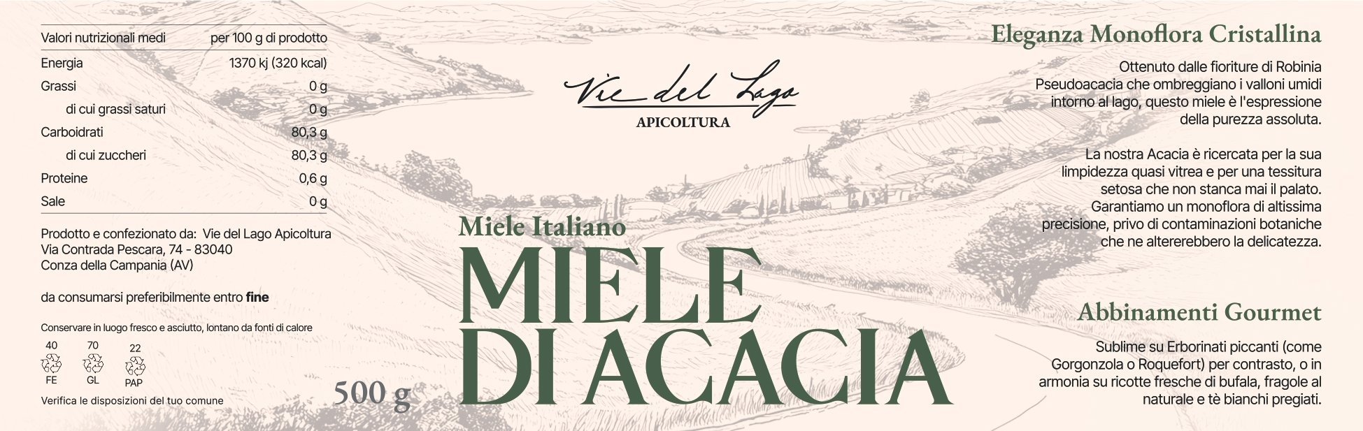Etichetta Miele di Acacia Vie del Lago