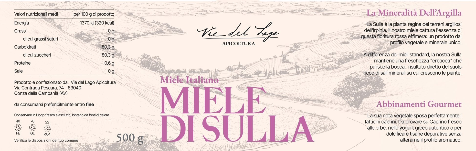 Etichetta Miele di Sulla Vie del Lago